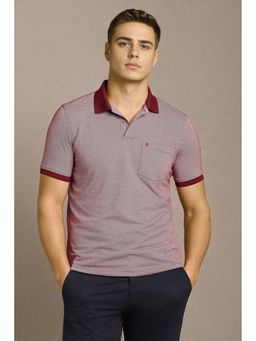 Louis Philippe - Maroon Printed Regular Fit Polo T-Shirt
