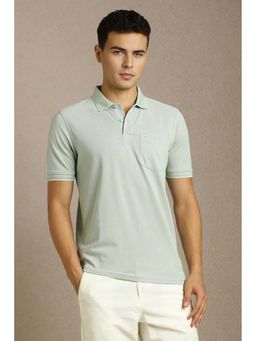 Louis Philippe - Green Solid Regular Fit Polo T-Shirt