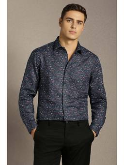 Louis Philippe - Navy Blue Printed Regular Fit Shirt