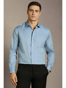Louis Philippe - Blue Solid Regular Fit Shirt