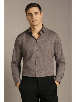 Louis Philippe - Beige Printed Slim Fit Shirt