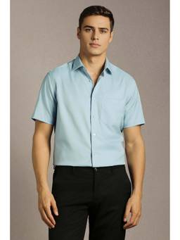 Louis Philippe - Blue Solid Regular Fit Shirt
