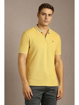 Louis Philippe - Yellow Solid Slim Fit Polo T-Shirt