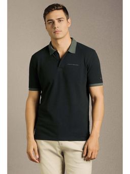 Louis Philippe - Black Solid Slim Fit Polo T-Shirt