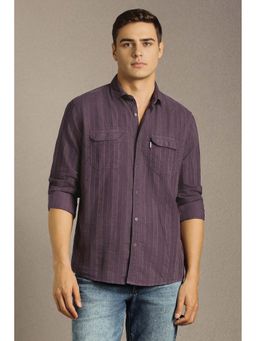 Louis Philippe - Purple Stripes Slim Fit Shirt