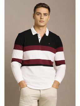 Louis Philippe - White Colorblock Slim Fit Polo T-Shirt
