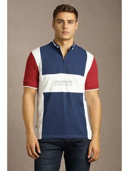 Louis Philippe - White Colorblock Slim Fit T-Shirt