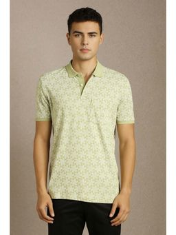 Louis Philippe - Green Printed Slim Fit Polo T-Shirt