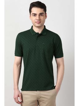 Peter England - Green Printed Regular Fit Polo T-Shirt