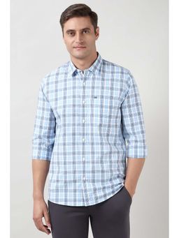 Peter England - Blue Checks Slim Fit Shirt