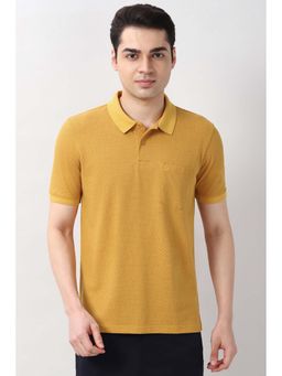 Peter England - Yellow Printed Regular Fit Polo T-Shirt