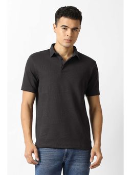 Van Heusen - Black Solid Regular Fit Polo T-Shirt