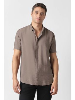 Van Heusen - Brown Solid Slim Fit Shirt
