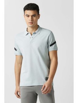 Van Heusen - Blue Solid Regular Fit Polo T-Shirt