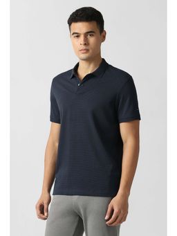Van Heusen - Navy Blue Solid Regular Fit Polo T-Shirt