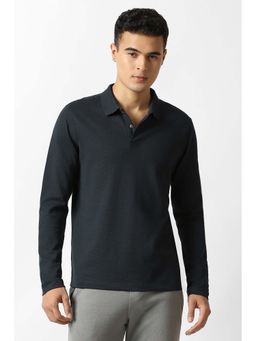 Van Heusen - Navy Blue Solid Regular Fit Polo T-Shirt