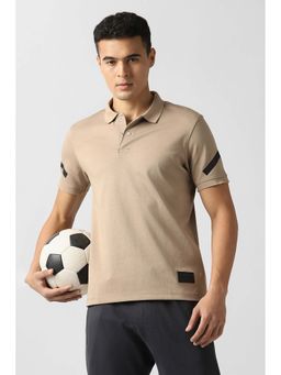 Van Heusen - Beige Solid Regular Fit Polo T-Shirt