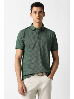 Van Heusen - Green Printed Regular Fit Polo T-Shirt
