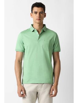Van Heusen - Green Solid Regular Fit Polo T-Shirt