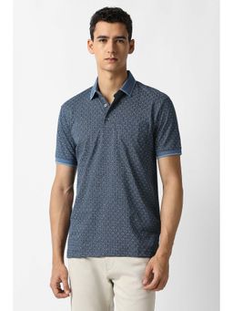 Van Heusen - Blue Printed Regular Fit Polo T-Shirt