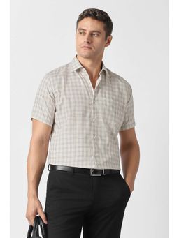 Van Heusen - Beige Checks Regular Fit Shirt