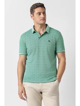 Van Heusen - Green Printed Regular Fit Polo T-Shirt