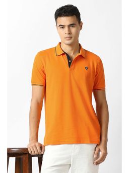 Van Heusen - Orange Solid Regular Fit Polo T-Shirt