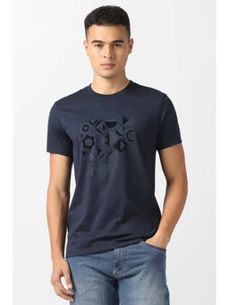 Van Heusen - Navy Blue Printed Regular Fit T-Shirt