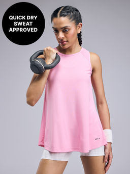 Kica - Feather Feel Tank Top with Mesh Detailing - KIC018 Pink