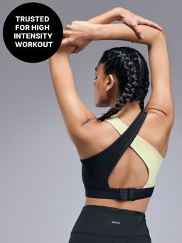 Kica - Crostini™ Full Coverage Sports Bra Black & Neon High-Impact Support KICASKN™ Fabric - KIC101