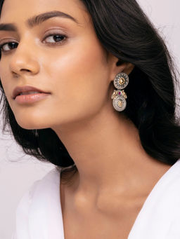 Indya - Dual Tone Circular Mini Jhumka Earrings