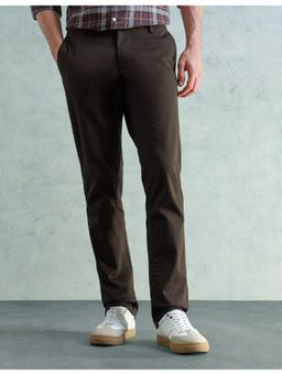 Arrow Sports - Men Smart Slim Fit Solid Brown Pant