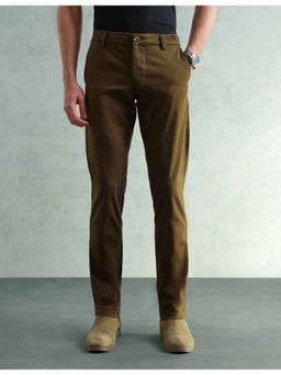 Arrow Sports - Men Smart Slim Fit Solid Brown Pant