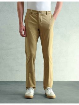 Arrow Sports - Men Smart Slim Fit Solid Beige Pant