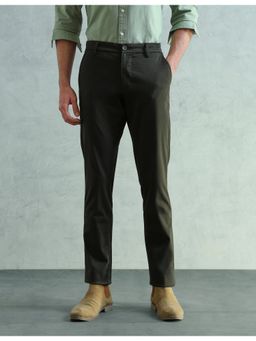 Arrow Sports - Men Smart Slim Fit Solid Black Pant