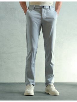 Arrow Sports - Men Smart Slim Fit Solid Blue Pant