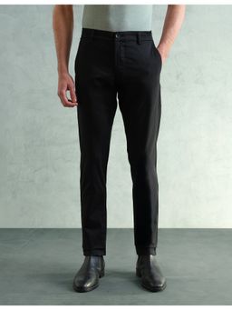 Arrow Sports - Men Smart Slim Fit Solid Black Pant