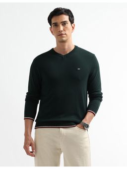 Arrow Sports - Men Solid Regular Fit Green Sweater