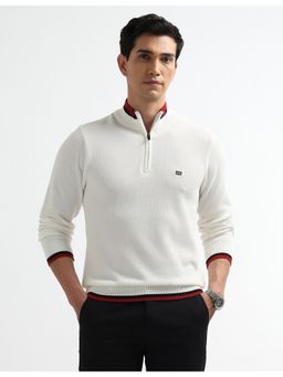 Arrow Sports - Men Textured Regular Fit White Sweater
