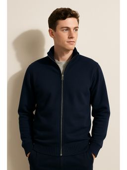 Parcel Yard - Men Full Sleeve Full Zipper Collar Navy Blue Sweatshirt