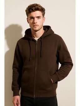 Parcel Yard - Men Full Sleeve Zipper Brown Hoodie