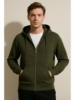Parcel Yard - Men Full Sleeve Zipper Olive Hoodie