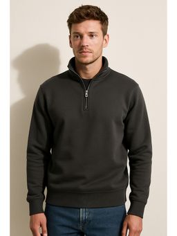 Parcel Yard - Men Full Sleeve Zipper Grey Sweatshirt