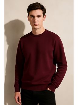 Parcel Yard - Men Full Sleeve Wine Sweatshirt