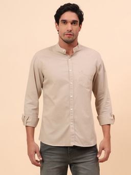 Cantabil - Breathable & Soft with Color Regular Fit Beige Shirt