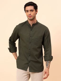 Cantabil - Breathable & Soft with Color Regular Fit Olive Shirt