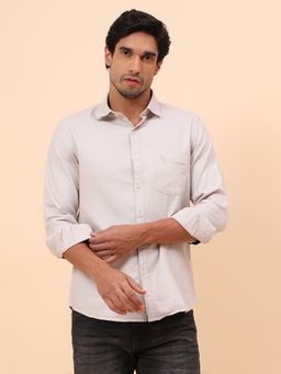 Cantabil - Breathable & Soft with Color Regular Fit Beige Shirt