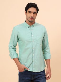 Cantabil - Breathable & Soft with Color Regular Fit Green Shirt