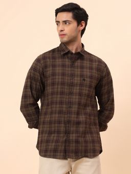 Cantabil - Breathable & Soft with Color Regular Fit Brown Shirt