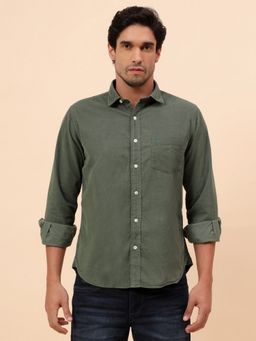 Cantabil - Breathable & Soft with Color Regular Fit Olive Shirt